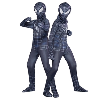 Black Spiderman Costume Halloween Cosplay Superhero Spider Suit For Kids Adult (2)