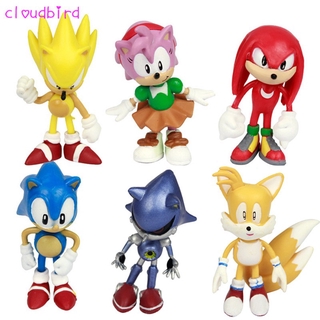 Juego De 3 Piezas/6 De Juguetes Sonic the Hedgehog Amy Tails Mephiles Knuckles 2.4in PVC Figura Modelo