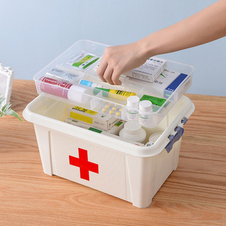 Kit de primeros auxilios portátil caja de almacenamiento de medicina multifuncional familia Kit de emergencia caja con mango medicina pecho - B (4)