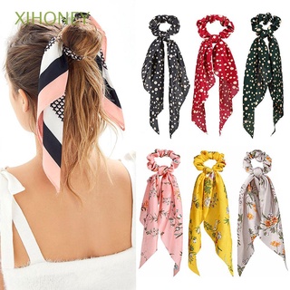 xihoney vintage cola de caballo bufanda cinta scrunchies mujeres accesorios de pelo elástico punto floral impresión diademas moda niñas lazo cuerda lazos