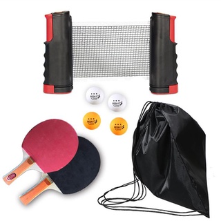 {weischoone}Table Tennis Kit Ping Pong Set Portable Retractable Net 2 Bats + 4 Balls + 1 Bag JSW (1)