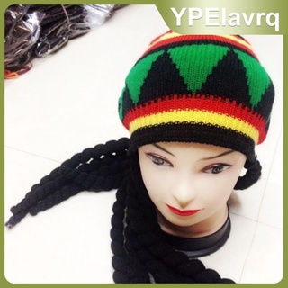 Rasta Dreadlocks Hat Wig with Tam - Reggae Knit Slouchy Beret Jamaican Crocheted Beanie Hippie Knitted Stretchy Long