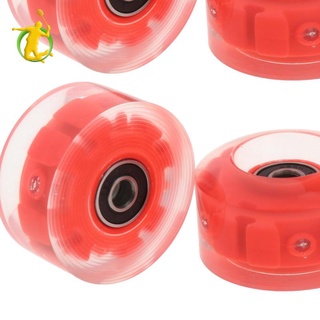 juego de 4 ruedas luminosas para patines quad roller con rodamientos instalados - ruedas de skate quad roller 32x58mm para