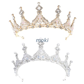 mok. Crystal Bride Crown Queen Princess Wedding Tiara Gold Silver Hair Jewelry Women