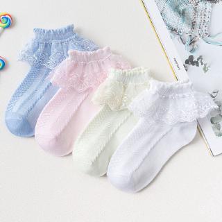 Calcetines De Encaje Para Niños Niñas De Malla De Algodón Princesa Cortos Bebé Danza Blanca