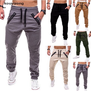 [kouyi2] hombres elásticos cintura cargo otoño trabajo pantalones slim fit casual fondos pantalones mx31