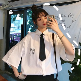 2020 nuevo estilo universitario corbata de manga corta camisa blanca mujer estudiante vestido novia vestido japonés edición coreana suelta camisa marea