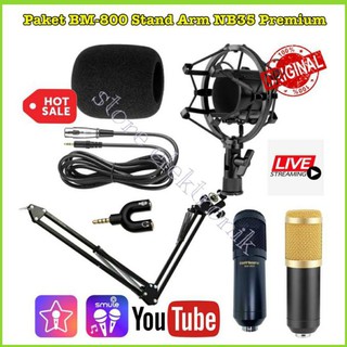 Bm800 completo condensador micrófono paquete brazo accesorios al por mayor micrófono soporte