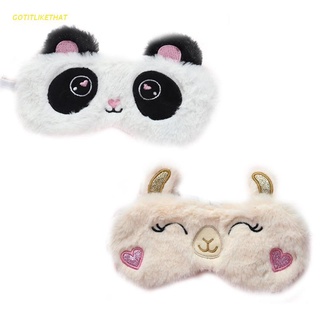 gotitlikethat dibujos animados panda alpaca dormir máscara de ojos animal bordado suave felpa venda de los ojos de viaje oficina divertido eyeshade siesta cubierta