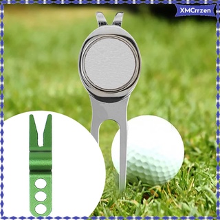 [Ready Stock] Metal Golf Divot Tool Alignment Golf Ball Marker Putting Green Fork Pitch Cleaner Pitch-fork Training Aids Golf