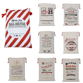 *LDY Large Capacity Christmas Bag Canvas Storage Bag with Elk & Postmark Pattern