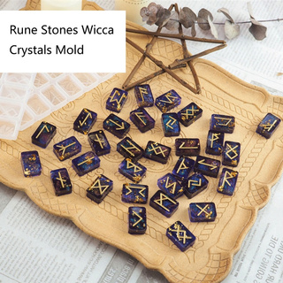 [hwd] kit de moldes de resina bruja con runas vikingas con alfabeto futhark grabado