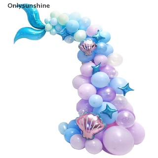 <Onlysunshine> 87 piezas de globo de cola de sirena guirnalda arco sirena tema fiesta de cumpleaños decoración