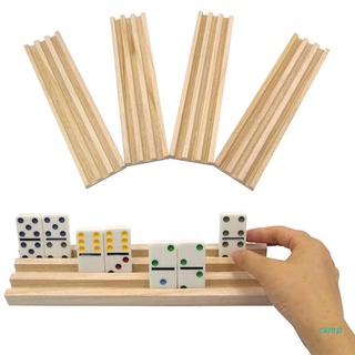 camp 4 piezas de madera domino racks domino azulejos titular organizador bandeja estantes de madera