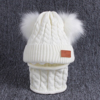 1-4T bebé invierno calentador bufanda Color sólido bola de peluche diseño sombrero bebé cuello bufandas pañuelos conjunto