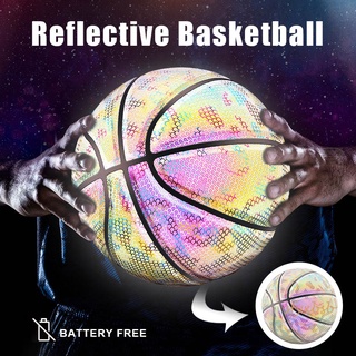 Brillante reflectante noche de baloncesto colorido resistente al desgaste baloncesto deportes bola