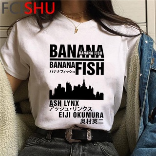 Banana Fish Verano top Mujer casual Pareja Estética Camiseta Más El Tamaño