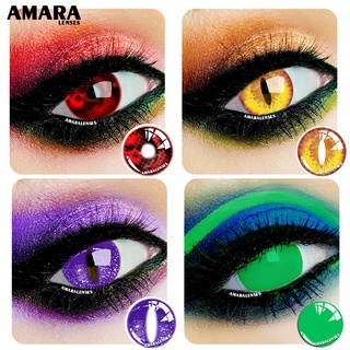 AMARA lentes de 1 par de lentes de contacto de colores de Halloween Cosplay para ojos maquillaje fiesta Diy uso de un año (1)