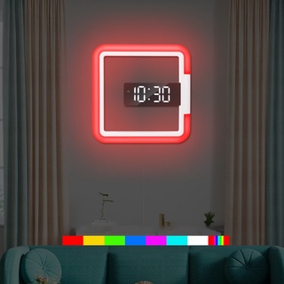 aot espejo hueco reloj de mesa reloj de temperatura pantalla 3d led digital reloj de pared