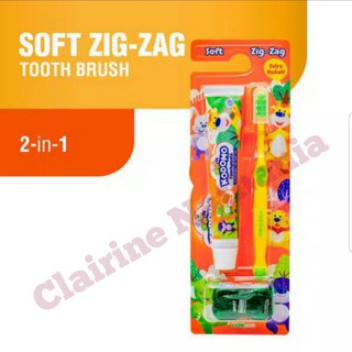 Kodomo cepillo de dientes Zigzag 2 en 1 cepillo de dientes infantil