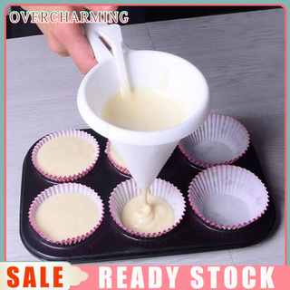 overcharming Batter dispensador portátil antiadherente de plástico de mano cocina Chocolate embudo para Cupcakes (1)