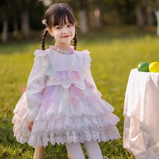 2021 primavera nuevo niños niñas Color malla encaje princesa vestido ZBCB