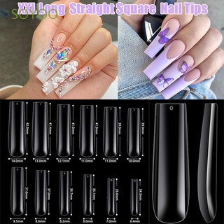 SOYOO Manicure Salon Supply Extra Long Nail Tips Mixed 12 Sizes Full Cover Nail Tips XXL Tapered Square Nail Tips Long Nail Tips Acrylic Nail Tips Hiqh Quality Durable ABS Material Clear Press On Nails