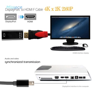 Missece 4K Mini DisplayPort a HDMI compatible con Cable Mini DP macho a HDMI compatible con hembra convertidor