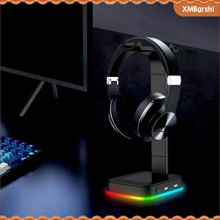 [RSHI] RGB Headphone Stand with USB Hub Desk Gaming Headset Holder Hanger, Suitable for Gamer Desktop Tabletop Game Headphone
