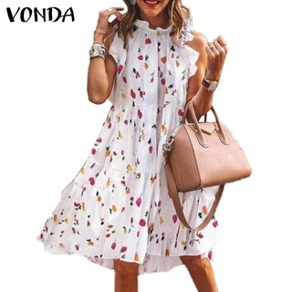 bigbang mujeres verano sin mangas cuello de pie volantes puño floral impresión vestido midi