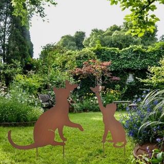 arte hierro gato jardín estaca decoración marrón plug-in decorativo para patio jardín otoño decoración granja césped decoraciones arte (2)