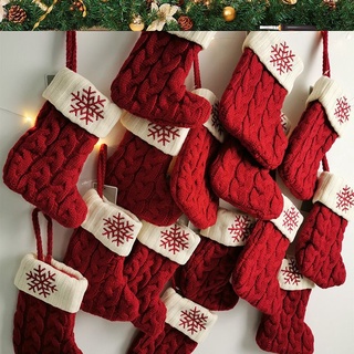 Comercio exterior Exportación decoraciones de Navidad tejidas medias de Navidad calcetines de lana hilo bordado bolsa de regalo niños caramelo bolsa de regalo