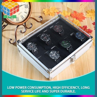 caja de almacenamiento de aluminio cuadrada para joyas de 12 rejillas, relojes, caja de almacenamiento [924]