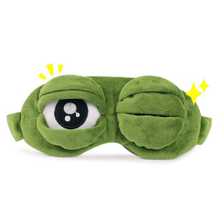 Novedad sapo verde para regalo novia triste sapo 3D máscara de ojos suave dormir divertido Cosplay juguete fiesta en casa Cosplay suministros (1)