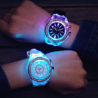 Reloj LED de silicón para mujeres/hombres/luces coloridas luminosas/relojes deportivos para niñas y niños