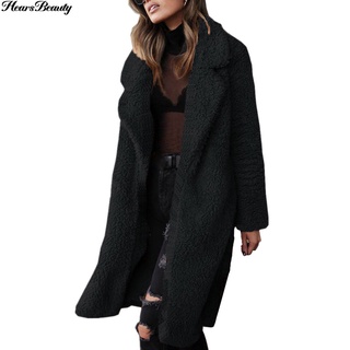 Hearsbeauty - abrigo de gran tamaño para mujer, Color puro, solapa larga, suelta para oficina (8)