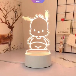 Sanrio Cinnamoroll Melody Kuromi 3D LED Luces De Noche Acrílico Estéreo Lámpara De Mesa Regalo De Cumpleaños [Lluvia] (9)
