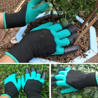 1 Pair Garden Gloves Gardening Waterproof with 4 Fingertip Claws for Digging Planting