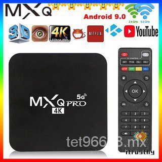mxq pro 4k 2.4g/5ghz wifi android 9.0 quad core smart tv box mxqpro5g reproductor multimedia 1g + 8g E4sA