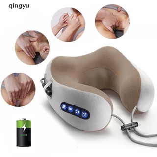[qingyu] Masajeador de cuello eléctrico en forma de U almohada multifuncional portátil hombro Cervica caliente