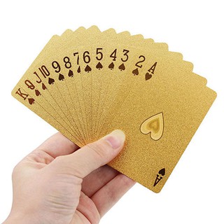 juego de cartas doradas impermeables chapadas en oro de 24 quilates para juegos de casino poker