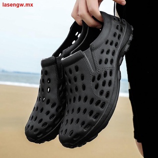 Los Hombres s Sandalias De Verano Nuevo Transpirable Agujero Zapatos Antideslizante Tendencia Ocio Conducción Guisantes Al Aire Libre Vadear De Playa