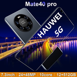 Mate40 PRO 7.3 Inch Smartphone 12GB+512GB Dual Face ID Fingerprint 5600mAh Global Version Smartphone Celular