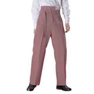 mr hombres estilo coreano casual botones lisos con cinturón recto pantalones