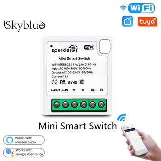 Google Tuya Mini Interruptor inteligente Wifi 16a 2-control de Temporizador inalámbrico Switches Tuya/Smart Life App trabajo con Alexa home Skyblue1