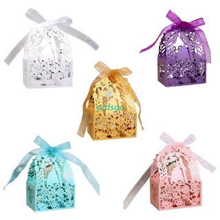 YGO 25pcs/set Butterfly Flower Laser Cut Hollow Favors Gifts Candy Box with Ribbon Baby Shower Wedding Party Supplies