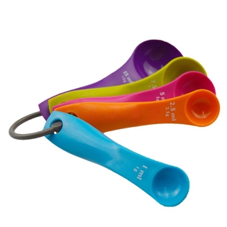 5 pzs/juego de cucharas medidoras de plástico coloridas para hornear/cuchara medidora/cuchara medidora de materia prima
