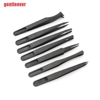 [gentleever] 7 x pinzas Set antiestático plástico duro herramienta de reparación negro (1)