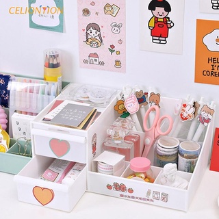 CELION maquillaje caja de almacenamiento de papelería cajón cosmético titular de la oficina en casa escritorio mesa organizador estante