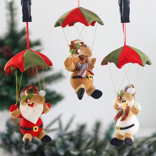 BBkiss 3 Unids/set Decoraciones De Árbol De Navidad Paracaídas Santa Claus Muñeco De Nieve Colgante Adornos Regalo De Niños (9)
